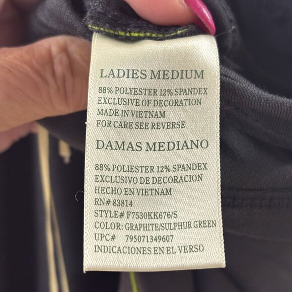 Tangerine Ladies Medium Graphite & Sulphur Green Athletic Pants 88% Polyester 12 - Picture 5 of 8